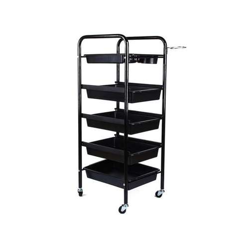 5 Tier Spa Hairdresser Coloring Hair Black Salon Trolley Rol