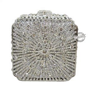 Stylishly Gold Rhinestone Clutch bag women Purse square Crys