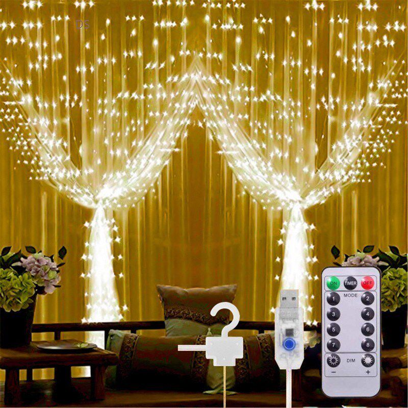 Christmas Curtain Lights 300 LED Fairy String Twinkle Light
