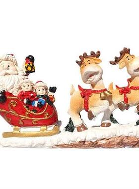 Christmas Santa Claus in Sleigh with Reindeer Statues Resin