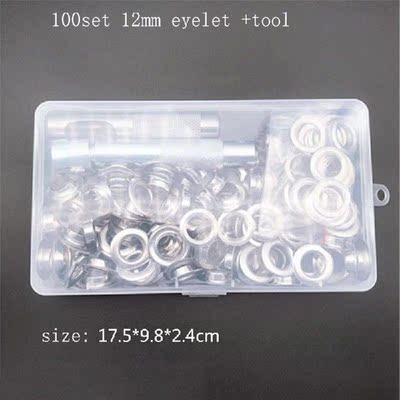 100 Sets 12mm Metal Eyelet With Washer    Install Tool 3