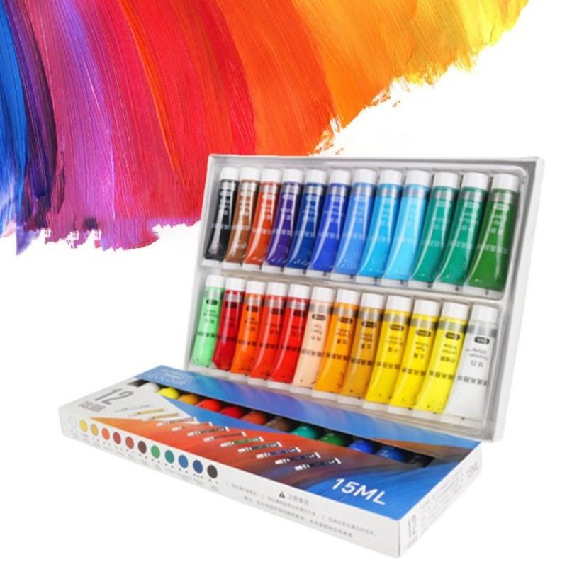 12/24 Colors Professional Acrylic Paints 15ml Tubes Drawing