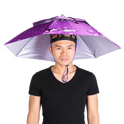 Portable Fishing Umbrella Hat Cap Foldable Sun Shade Waterpr