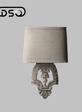Retro Lamp Vintage Solid Wood Wall Lamp Manmade Engraving Wa