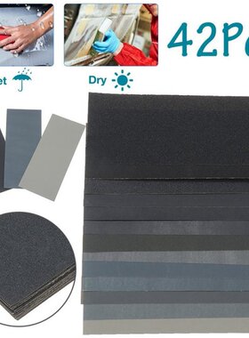42 sheets Wet Dry Sandpaper Assortment 120-3000 Grit Sanding