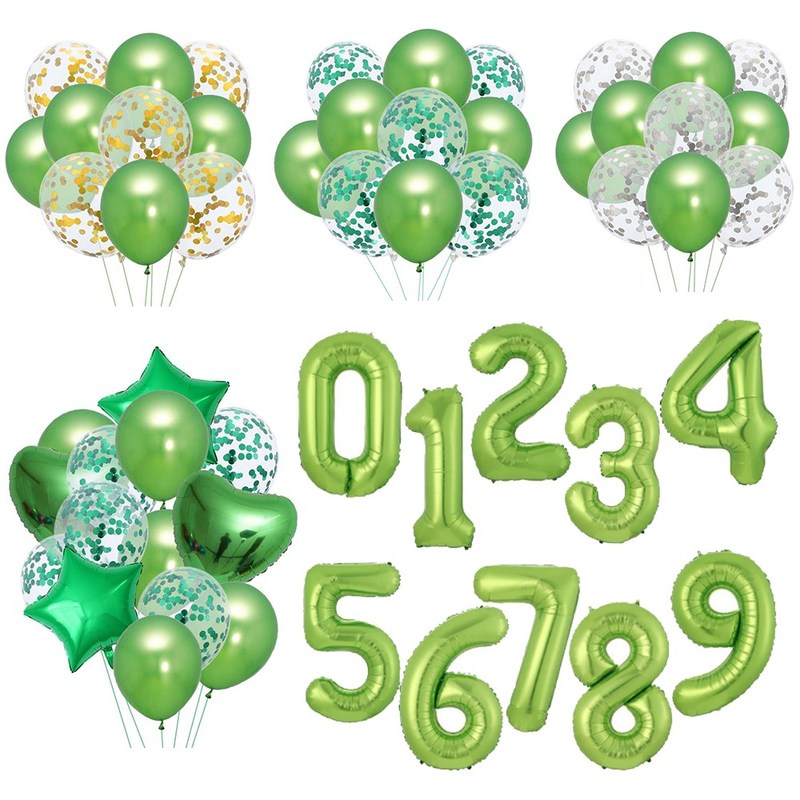 40inch Green Foil Number Balloons Latex Happy Birthday Part