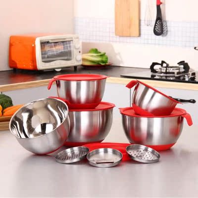 1pc Stainless Steel Mixing Bowls Non Slip Silicone Bottom Ne