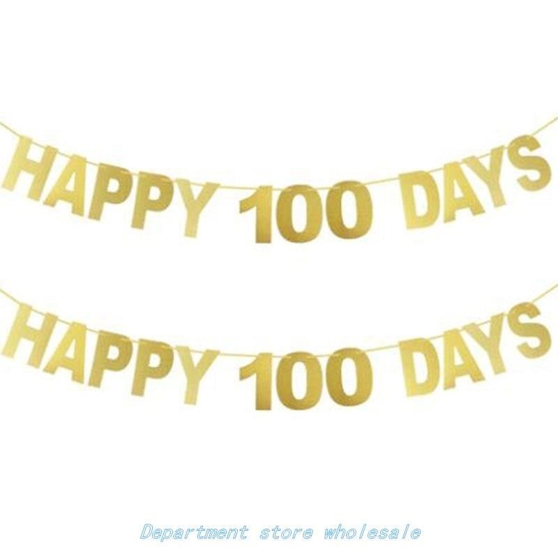 Creative Gold HAPPY 100 DAYS Letter Pattern Banner Birthday