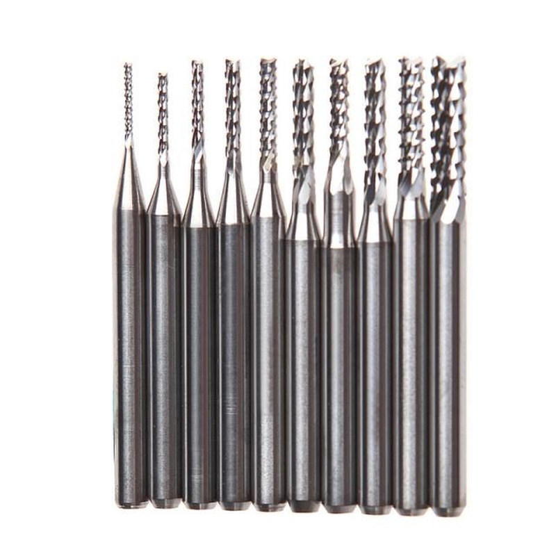 10Pcs/Set 1/8'' 0.8-3.175mm Drill Bits Engraving Cut