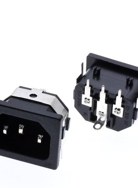 IEC 60320 C14 PCB mount AC Receptacle socket inlet Snap-In M