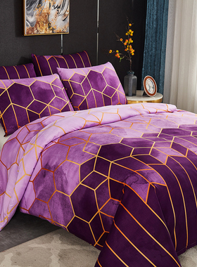 Geometry Euro Double Bed Linen 2 People Bedding Set Luxury D