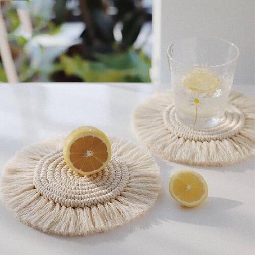 Northern Europe Macrame Cup Pad Bohemia Tablecloth Table