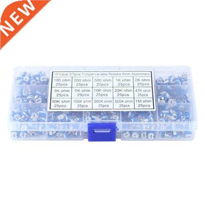 375Pcs 15 Values Potentiometer Variable Resistor Assortment