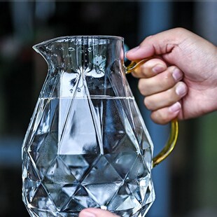 1.5L Diamond Texture Glass Teapot Set Hot Cold Water Water J