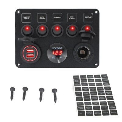 Boat Switch Panel Car Switch Panel Waterproof Digital Voltm
