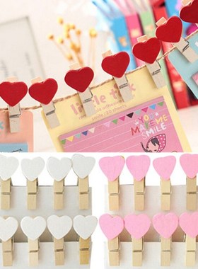 20Pcs/Pack Mini Heart Wooden Clothespin Photo Paper Clips P