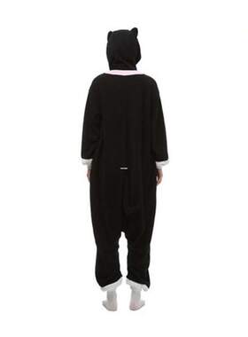 Polar Fleece Black Cat Cosplay Costume Cartoon Onesie Paja