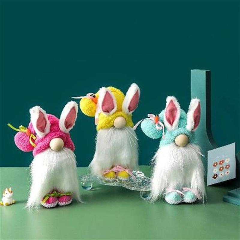 Cute Easter Festive Old Man Dwarf Plush Doll Bunny Elfs Rag