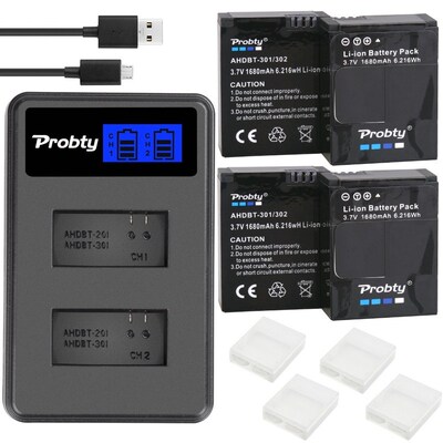 4Pcs 1600mAh AHDBT-301 GoPro Hero3 Battery   LCD Dual Charge
