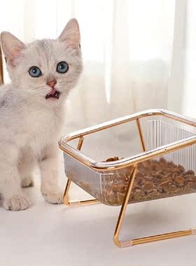 Iron Art Pet Cats Transparent Bowl Non-slip No Mess Protect