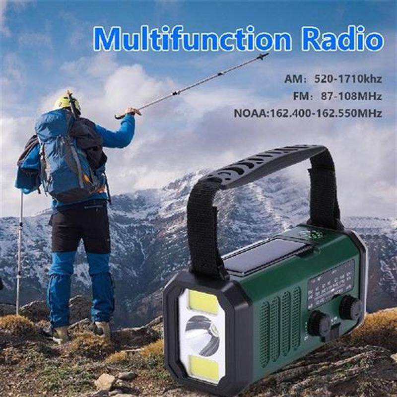 LED Solar Radio Flashlight Reading Lamp 10000mAh Emergency
