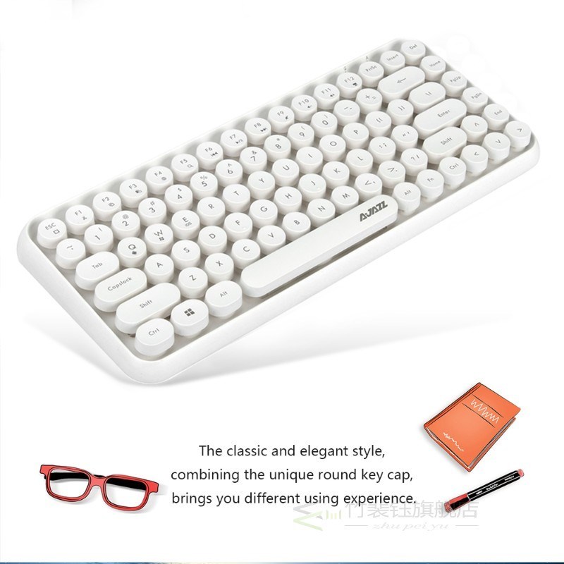 Ajazz 308i Wireless Bluetooth Keyboard 84 Classic Round Key