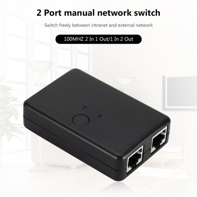 2 Ports 100Mbps RJ45 Network Switch LAN Ethernet Switcher fo