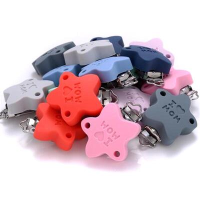 3Pcs Silicone Pacifier Clip Star Heart Round Silicone Clips