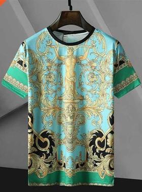 Fashion Brand Lable T-shirt Men Luxury Baroque T shirts Goth