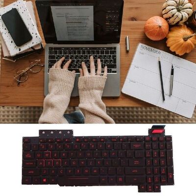 Keyboard Laptop Gaming US Backlit Keyboard Cetak Merah