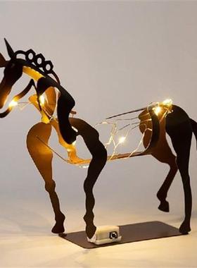 Horse Statue Table Iron Metal Adonis Openwork Sculpture