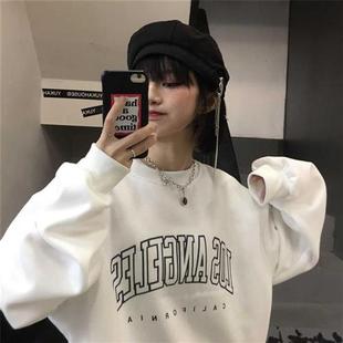 New Streetwear Loose Casual Woman Hoodie O Neck Pullovers Lo