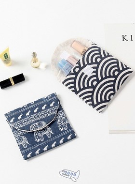 Girls Diaper Sanitary Napkin Storage Bag Canvas Seashell San