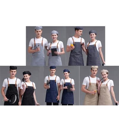 2022 New Chef Apron Hat Set Adult Kitchen Apron with Pockets