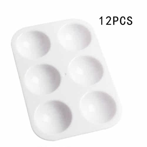 12Pcs Paint Palettes White 6 Well Rectangular Watercolor Pal