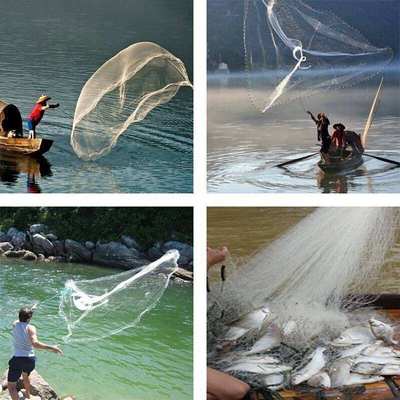 Fishing Net Bait Easy Throw Hand Cast Strong Nylon Mesh Sink
