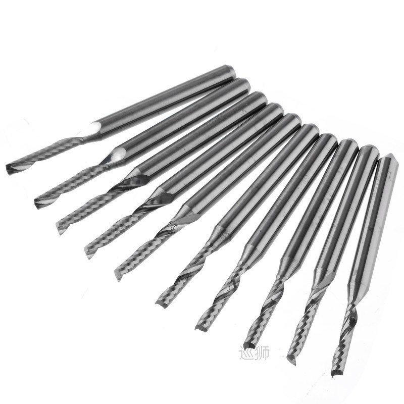 10pcs 3.175mm Single Flutes Carbide End Mills CNC Router Bit