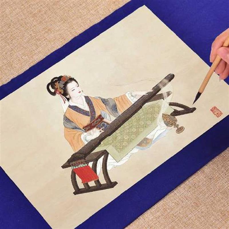 Line Drawing Meticulous Manuscript Ripe Rice Paper Chinese W