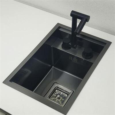 Hidden black Kitchen sink Single bowl Bar Small Size sink St
