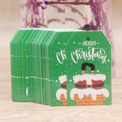 50pcs 5*3cm Merry Christmas Tags Kraft Paper Card Gift Label