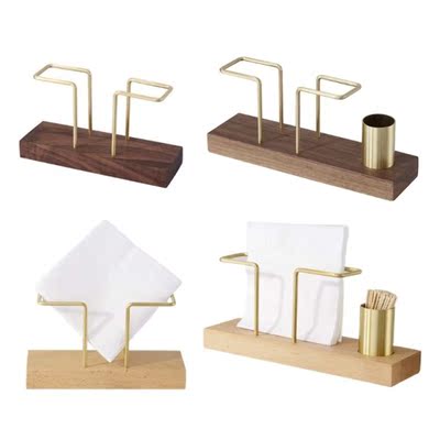 Elegant Tissue Holder Solid Wood Napkin Holder Clip Toothpic