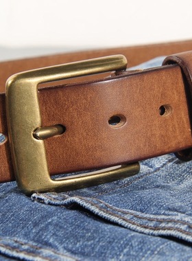 Vintage Luxury Handmade Leather Copper Buckle Man's