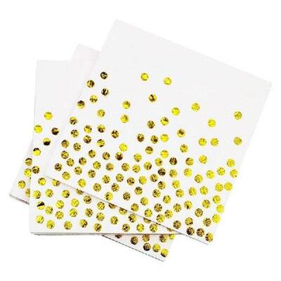 Gold Dots Paper Napkins 25pcs White And Golden Polka Dots