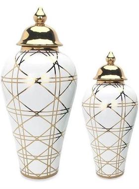 Light Ceramic Ginger Jar Vase Decorative Ornament Porcelain