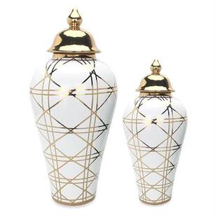 Light Ceramic Ginger Jar Vase Decorative Ornament Porcelain
