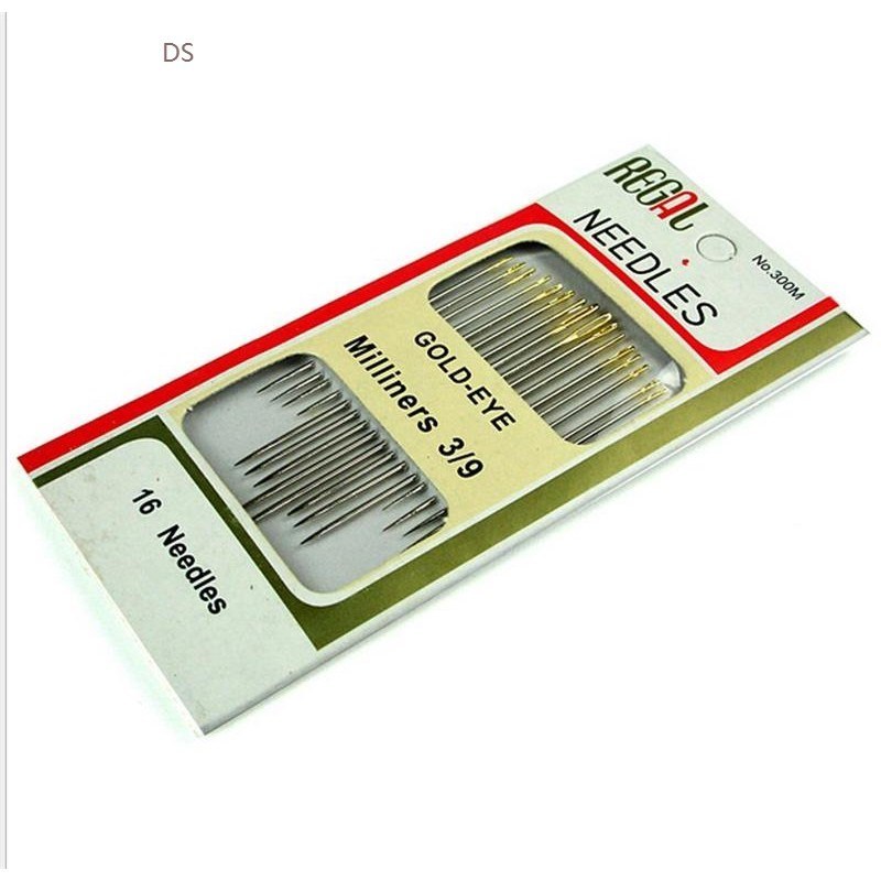 16pcs/Bag Tail Gold Plated Hand Sewing Needles Large Eye Thi