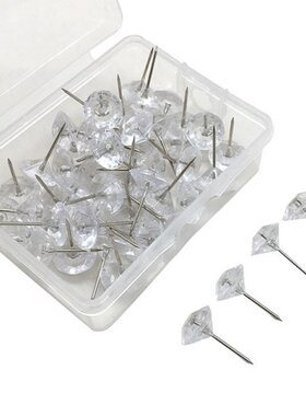 50 Pcs Diamond-shape Pushpins with Storage Box for Home Kind