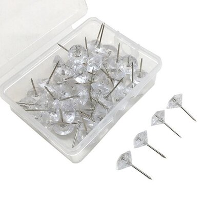 50 Pcs Diamond-shape Pushpins with Storage Box for Home Kind