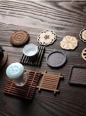 Wood Placemat Coaster Kitchen Table Bowl Mat Durable Hand Wo