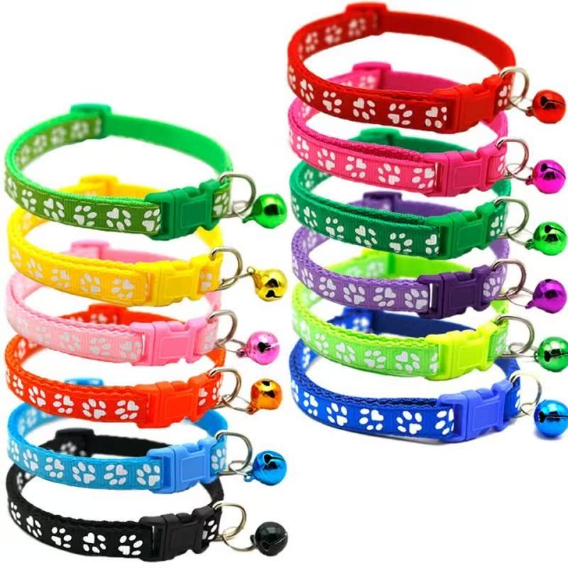 Cat Dog Pet Collar with Bell Adjustable Buckle Dog Collar Ca
